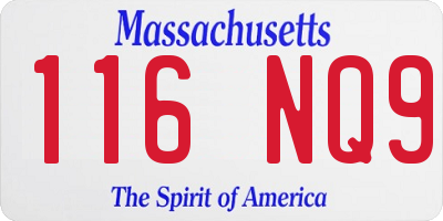 MA license plate 116NQ9