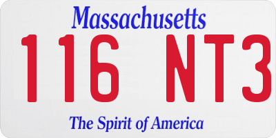 MA license plate 116NT3