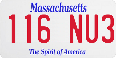 MA license plate 116NU3