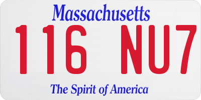 MA license plate 116NU7
