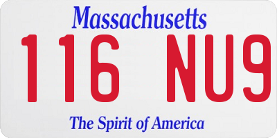 MA license plate 116NU9