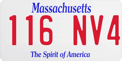 MA license plate 116NV4
