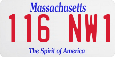 MA license plate 116NW1