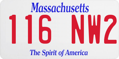 MA license plate 116NW2