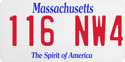 MA license plate 116NW4