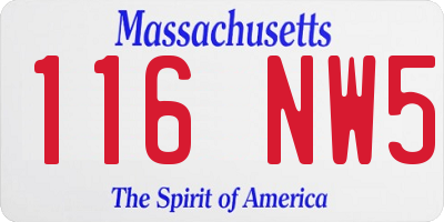 MA license plate 116NW5