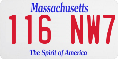 MA license plate 116NW7