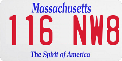 MA license plate 116NW8