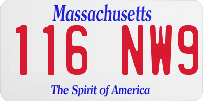 MA license plate 116NW9