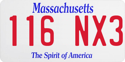 MA license plate 116NX3