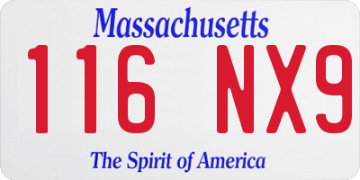 MA license plate 116NX9