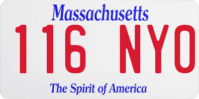 MA license plate 116NY0
