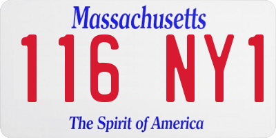 MA license plate 116NY1