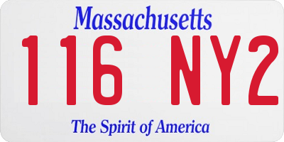 MA license plate 116NY2