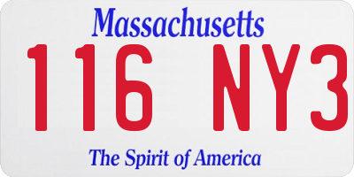 MA license plate 116NY3