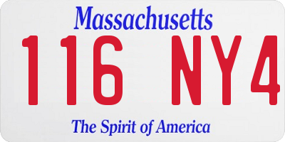 MA license plate 116NY4
