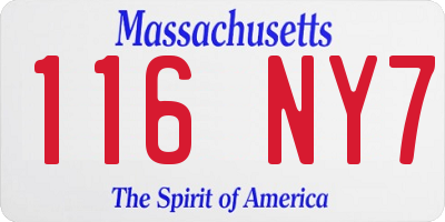 MA license plate 116NY7