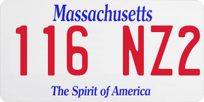 MA license plate 116NZ2