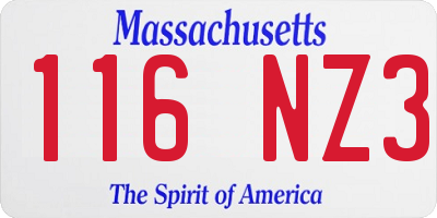 MA license plate 116NZ3