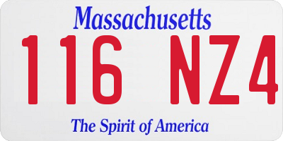MA license plate 116NZ4