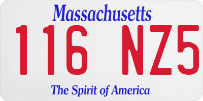 MA license plate 116NZ5