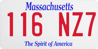 MA license plate 116NZ7