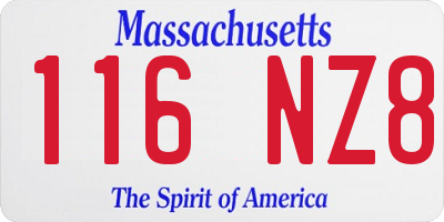 MA license plate 116NZ8