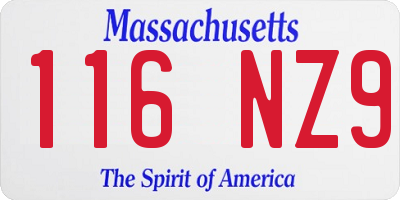 MA license plate 116NZ9