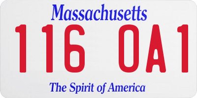 MA license plate 116OA1