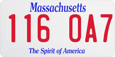MA license plate 116OA7