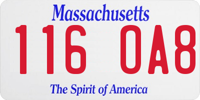 MA license plate 116OA8
