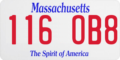 MA license plate 116OB8