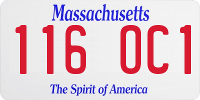 MA license plate 116OC1