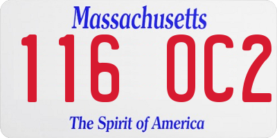 MA license plate 116OC2