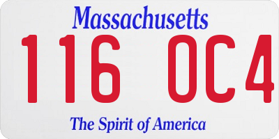 MA license plate 116OC4