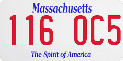 MA license plate 116OC5