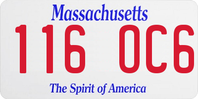 MA license plate 116OC6