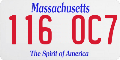 MA license plate 116OC7