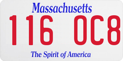 MA license plate 116OC8