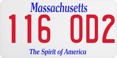 MA license plate 116OD2
