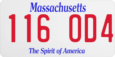 MA license plate 116OD4