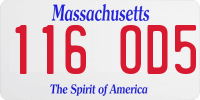 MA license plate 116OD5
