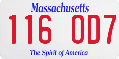 MA license plate 116OD7