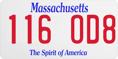 MA license plate 116OD8