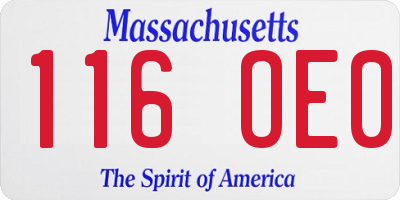 MA license plate 116OE0