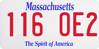 MA license plate 116OE2