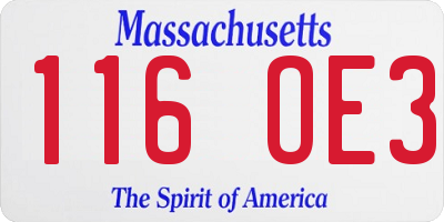 MA license plate 116OE3