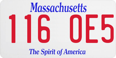 MA license plate 116OE5