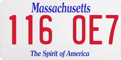 MA license plate 116OE7