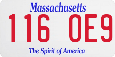 MA license plate 116OE9